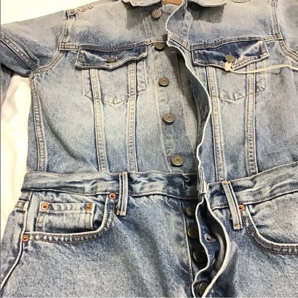 GRLFRND Sloane Utility Jumpsuit Long Sleeve Denim Jean Jumpsuit Size Small - Picture 6 of 8